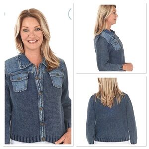 PBJ Blues Denim Detailed Sweater Jacket